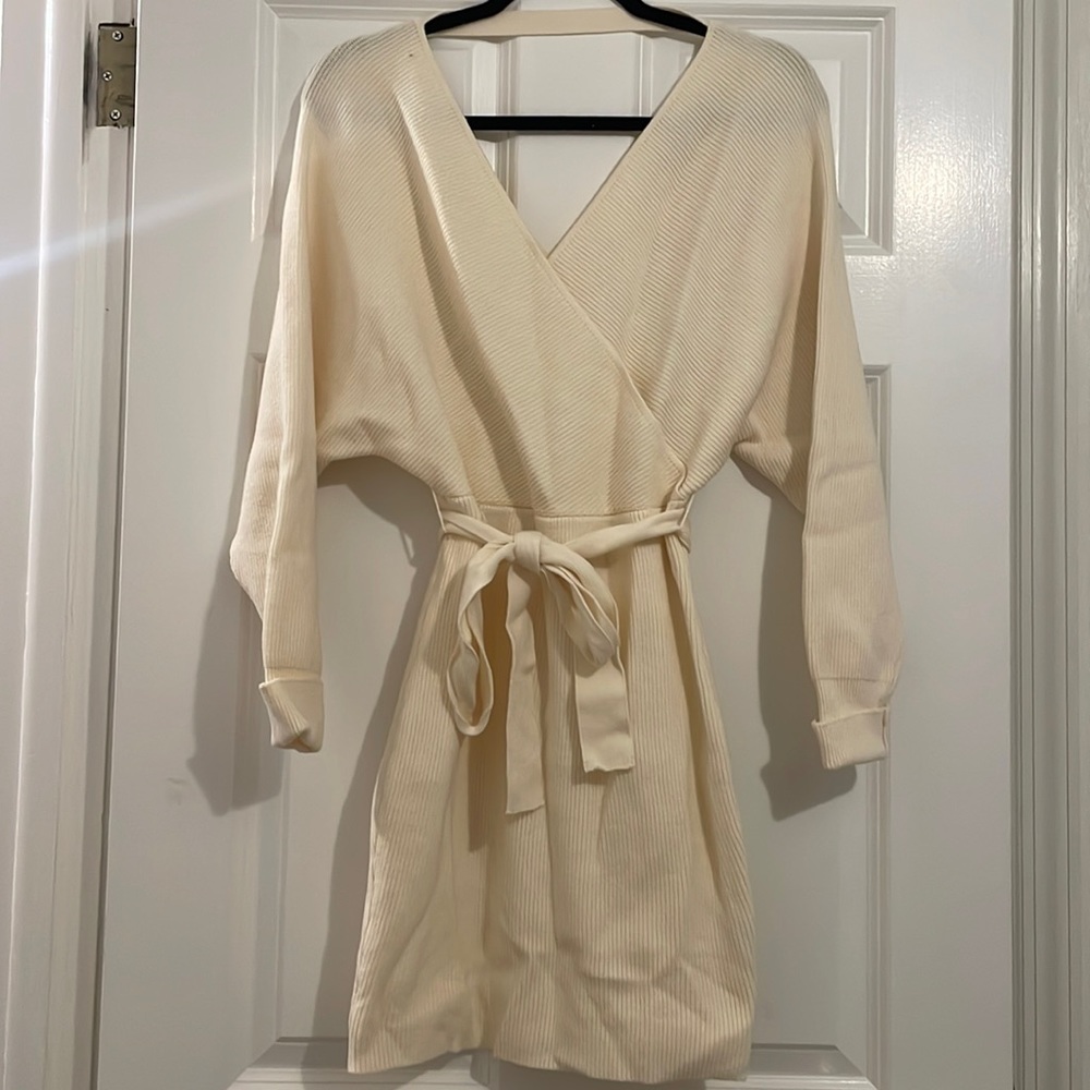 V Cut Sweater Dress
